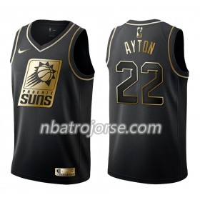 Män Phoenix Suns Tröja Deandre Ayton 22 Nike Svart Guld Edition Swingman
